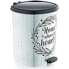 Resim Parke Desenli Köşeli Pedallı İç Kovalı Çöp Kovası 39 Cm 20 Lt Gri 