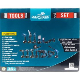 Resim Dawreek BT0118 350NM 4 Batarya Çantalı 13'li Set Akülü Vidalama 