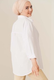 Resim 103901 Oversize Basic Tesettür Gömlek - Beyaz - Beyaz / 38 