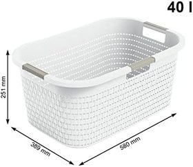 Resim Rotho Country çamaşır sepeti 40 l, plastik (PP) BPA içermez, mistletoe beyaz, 40 l (58,0 x 38,9 x 25,1 cm) 