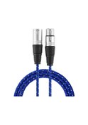 Resim Konesam 5m Uzunlukta Mavi Nilon Örgülü Xlr Erkek-dişi Mikrofon Kablosu, Ses Kalitesi İçin Dayanıklı Metal Bağlantı, Stüdyo Ve Canlı Performans Uyumlu Diğer 