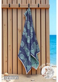 Resim Tribal Plaj Havlusu %100 Pamuk 70x140 Mavi 