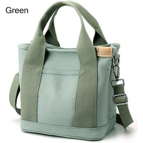 Resim Çok Cepli Kanvas Tote Çanta Yeşil Et Çok Renkli 