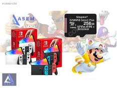 Resim 256 Sd Kart+50 Oyun+Nintendo Oled+Kırılmaz Cam+Çip+Çanta Asem 