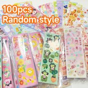 Resim 100 adet Karma Renk Çizgi Film Etiketleri, Çeşitli Dekoratif Kağıt Etiketler, Pırıltılı Son, Anime Temalı, Düzensiz Şekil, Kendinden Yapışkan, Glitter Süsleme, Tek Kullanımlık, Plastik Yüzey Önerilir 