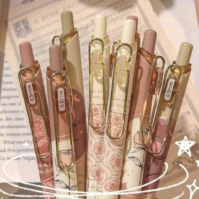 Resim 4'lü Paket Mule Rose ve Şiir Jel Kalem Yüksek Değerli Retro Serisi Basınçlı Jel Kalem Hızlı Kuruyan Mürekkep ile 0.5mm İnce Uçlu Geri Çekilebilir Kalem Okullarda ve Ofis Malzemelerinde Sorunsuz Yazım için 