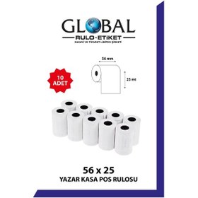 Resim Globalrulo 56x25 Termal Rulo Yazarkasa Pos Rulosu Pos Kağıdı 1 Paket 10 Adet Tam Meraj Garantili 