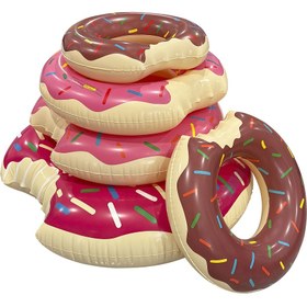 Resim 1 adet Şişme Donut Yüzme Halkası - Yetişkinler ve Çocuklar için Renkli PVC Havuz Şişesi, Yaz Eğlencesi, Plaj ve Havuz Kenarı Rahatlaması için Dayanıklı Su Salonu Şişesi | Eğlenceli Tasarım | Dayanıklı PVC Malzeme 