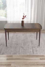 Resim Canisa Tia Serisi,80x132 Barok Ahşap Desen Mdf Açılabilir Mutfak Masası, Kahve Ayaklar 