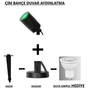 Resim Seka Tech Zita Çim Bahçe Duvar Aydınlatma Ampul Rozanslı ve Kazıklı Armatür Yeşil 