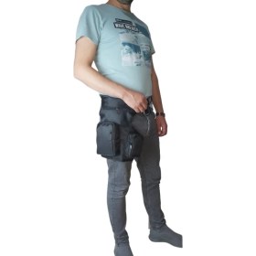Resim Balp Siyah Renk Su Gecirmez Ayarlanabilir Çok Gözlü Bel Bacak Motorcu Çantası 