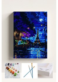 Resim Sayılarla Boyama Seti Numaralı Tuval Fırça Boya Pariste Gece 40x50 Cm 