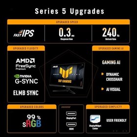 Resim ASUS TUF GAMING VG279QM5A 27 Fast IPS 1920x1080 0.3ms 240Hz 240Hz DP HDMI Hoparlör VESA 3YIL ELMB SYNC, 99% sRGB, Gaming AI MONİTÖR 