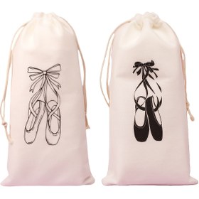 Resim 2 adet Bale Ayakkabı Çantası İpli Kapatma ile - Kadınlar ve Kızlar için Dayanıklı Polyester Sivri Burun Dans Ayakkabısı Depolama (Orta) ve Erkekler (Orta) - Dans Pratiği, Gösteriler, Seyahat, Seyahat Ayakkabı Çantası için Zarif Bale Terlik Tasarımı | Zarif Bale Tasarımı | Güvenli Depolama, Bale Hediyeleri 