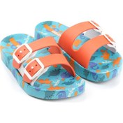 Resim Yazlık Iki Toka Kaydırmaz Taban Erkek Çocuk Terlik Turuncu 