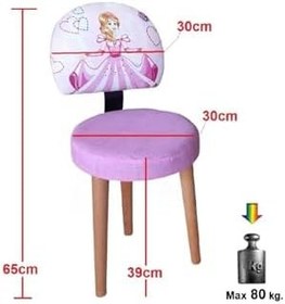 Resim Depolife Prenses Sindirella Desenli Çocuk Ders Çalışma Oyun Faliyet Sandalyesi Ahşap Gürgen Ayaklı Koltuk 