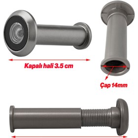Resim NZB Kapı Dürbünü Kısa 35-60 mm 14 mm Delik Çapı Güvenlik Gözetleme Aparatı Metal Gövde Saten Renk 
