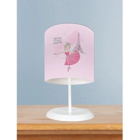 Resim Mekta Home Bebek ve Çocuk Odası Balerin Kız ve Eyfel Kulesi Desenli Abajur 