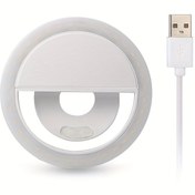 Resim Şarj Edilebilir LED Selfie Yüzük Işığı Klipsli Tasarım ile iPhone/Android için - Taşınabilir Makyaj ve Gece Lambası Beyaz, Pembe, Mavi veya Siyah Renklerde - USB Şarjı, Kompakt ve Hafif Fotoğrafçılık, Video Kaydı ve Seyahat İçin 