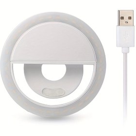 Resim Şarj Edilebilir LED Selfie Yüzük Işığı Klipsli Tasarım ile iPhone/Android için - Taşınabilir Makyaj ve Gece Lambası Beyaz, Pembe, Mavi veya Siyah Renklerde - USB Şarjı, Kompakt ve Hafif Fotoğrafçılık, Video Kaydı ve Seyahat İçin 