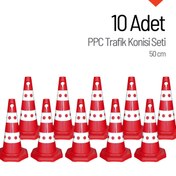 Resim İleri Trafik 10 Adet PPC Trafik Konisi 50 cm Trafik Dubası Seti 