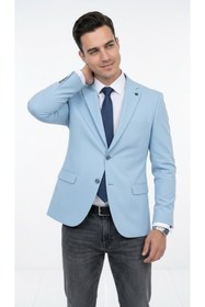 Resim Plus Scorpion Slim Fit Mikro Desenli Erkek Ceket Yazlık Pike Kumaş Çift Yırtmaç Blazer 