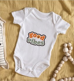 Resim Bitmeyenkartus Bk Kids Good Vibes Tasarımlı Bebek Body Zıbın - Model 1 Çok Renkli 
