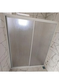 Resim Nokta Duşakabin 110cm Duvardan Duvara Teknesiz Mika Duşakabin Şeffaf 