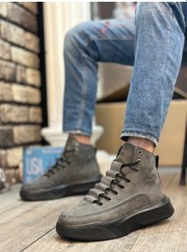 Resim Ba0321 Gizli Bağcıklı Erkek Yüksek Taban Füme Spor Bot Siyah 