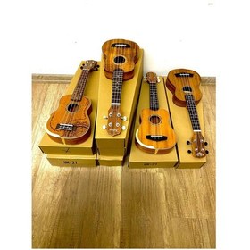 Resim Soprano Boy Masif Maun Ağacı Üst Karma Ukulele-Kılıf-Pena 