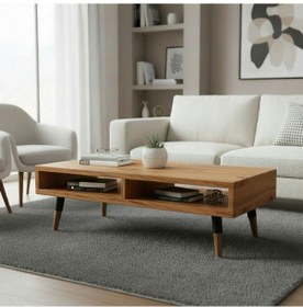 Resim Mobenta Slot Brew Masif Ahşap Orta Sehpa, 2 Gözlü Depolama - 120x60, Tk Ahşap 