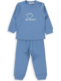 Resim Minidamla Gülen Yüz Baskılı 1-6 Yaş Pijama Takımı - Yeşil - Petrol / 5-6 Yaş 