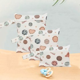 Resim 3 Adet Yüksek Kaliteli Elde Taşınabilir Bebek Bezi ve Mayo Çantası - Uzay Temalı Kuru-İslak Ayrılmalı Yeniden Kullanılabilir Plaj & Havuz Çantaları, Makinede Yıkanabilir Çok Renkli (Gri/Beyaz/Kırmızı/Yeşil/Mavi/Sarı/Siyah) - Mükemmel Bebek Duşu Hediyesi & Aile Seyahati İçin Gerekli Eşya, Eğlenceli Desenli Çanta, Güvenli Bağlama Kapama 