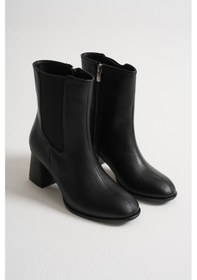 Resim Rooc Topuklu Lastikli Ortopedik Topuklu Kadın Bot - Siyah Siyah 