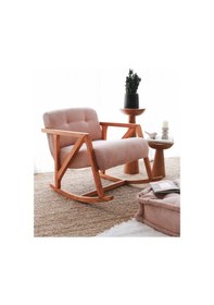 Resim Nini Sallanan Ahşap Berjer Kadife Pembe 