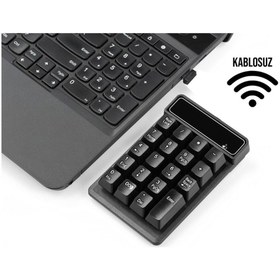 Resim Sumpad Kablosuz 19 Tuşlu Sayısal Tuş Takımı Sayısal Klavye Numpad AAA İnce Kalem Pil İle Çalışır 