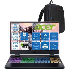 Resim Acer Nitro 5 AN517-55- Intel I7-12650H 24GB DDR5 4TB SSD 8GB/RTX4060 140W IPS 17.3'' 144Hz Full Hd Windows 11 Pro Gaming Laptop NHQLFEY004P05 
