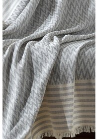 Resim Natural Keten Koltuk Örtüsü Koltuk Şalı Antrasit 