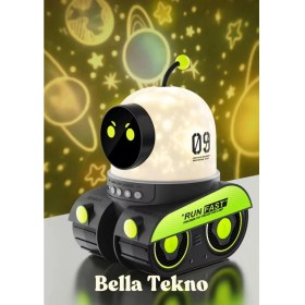 Resim Yıldızlı Gökyüzü Projektörlü Robot Gece Lambası ve Müzikli Eğitici Işık 