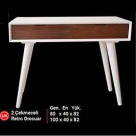 Resim BENGİ TİCARET Dresuar 13503 Torna Model Kayın Retro Ayak Mdf Tabla Beyaz Ceviz Uyum El Yapı 