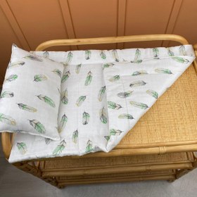 Resim İndirimli Ürün - Alt Açma Matı ve Yastık - Yeşil Tüy 