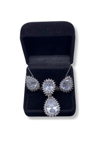 Resim Oya Silver Zirkon Damla Işıltılı Gümüş Set&takım 