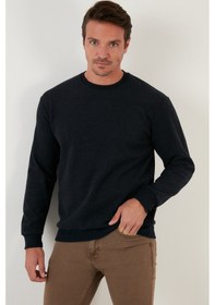 Resim Buratti Slim Fit Bisiklet Yaka Pamuklu Erkek Kazak 456201 Lacivert 