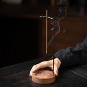 Resim Şık Ahşap Dumanlık | Zen-Inspired Masaüstü Dumanlık Tutucu, Yanlış Yönlü Tasarım | Duman Dalgası Etkisi, Kokulu Ev Dekoru | Elektrik veya Pil Gerektirmez, Aksesuar | Minimalist Dumanlık | Doğal Ahşap Aroma Difüzörü, Zen Ev Dekoru 