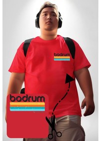 Resim Angemiel Bodrum Türkiye Kırmızı Büyük Beden Kadın Basic Minimal Baskılı Tişört Kırmızı 