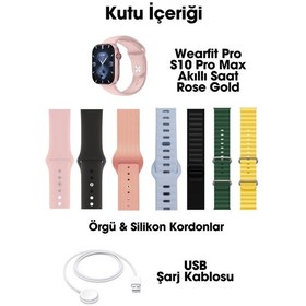 Resim Wearfitpro Wearfit S10 Pro Max 7 Kordonlu Akıllı Kol Saati Miniled Ekran Rose Gold 45mm 