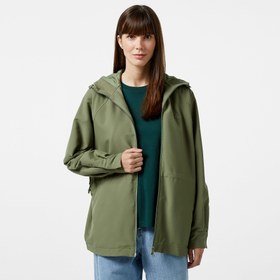 Resim Lacoste Kadın Relaxed Fit Kapüşonlu Yeşil Yağmurluk 