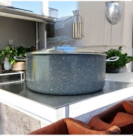 Resim Alkara Endüstriyel Granit Derin Tencere 34 Cm Gri 