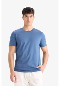 Resim DeFacto Slim Fit Dar Kesim Bisiklet Yaka Esnek Kumaş Kısa Kollu Tişört - E2635AX25SMIN233 