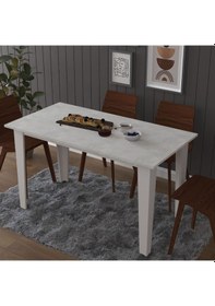 Resim Asra Trend Yemek Masası YM-01 %100 MDF 4-6 Kişilik Mutfak Salon Masası Retro Taş Gümüş 